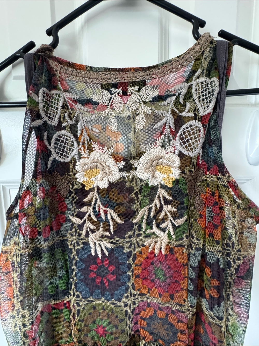 JOHNNY WAS BIYA BITOLA MESH DRESS Floral Mosaic Sleeveless Maxi Dress Multicolor - Picture 9 of 12